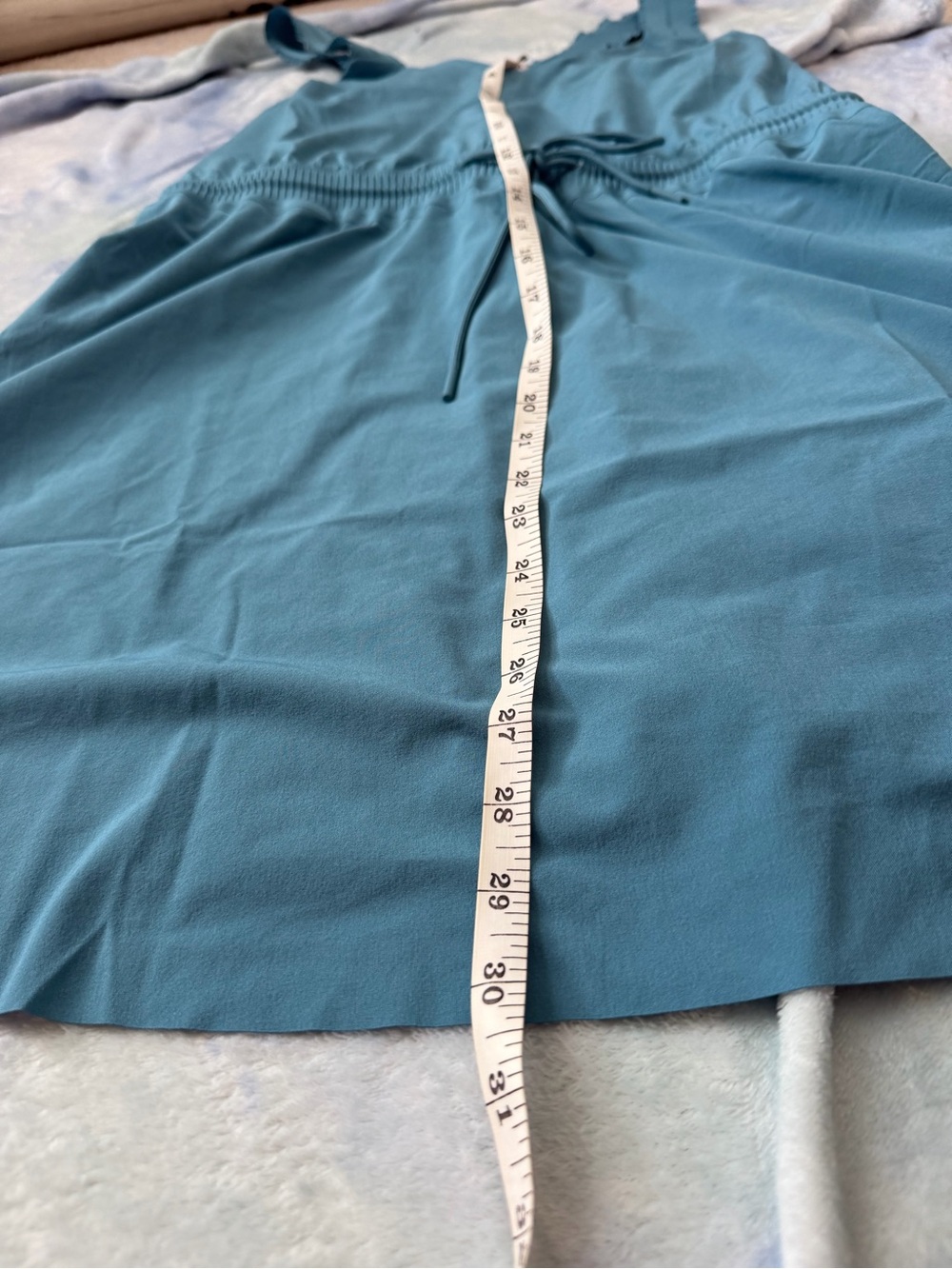 Athleta Teal Tank Mini Dress with Waist Tie - Picture 4 of 4